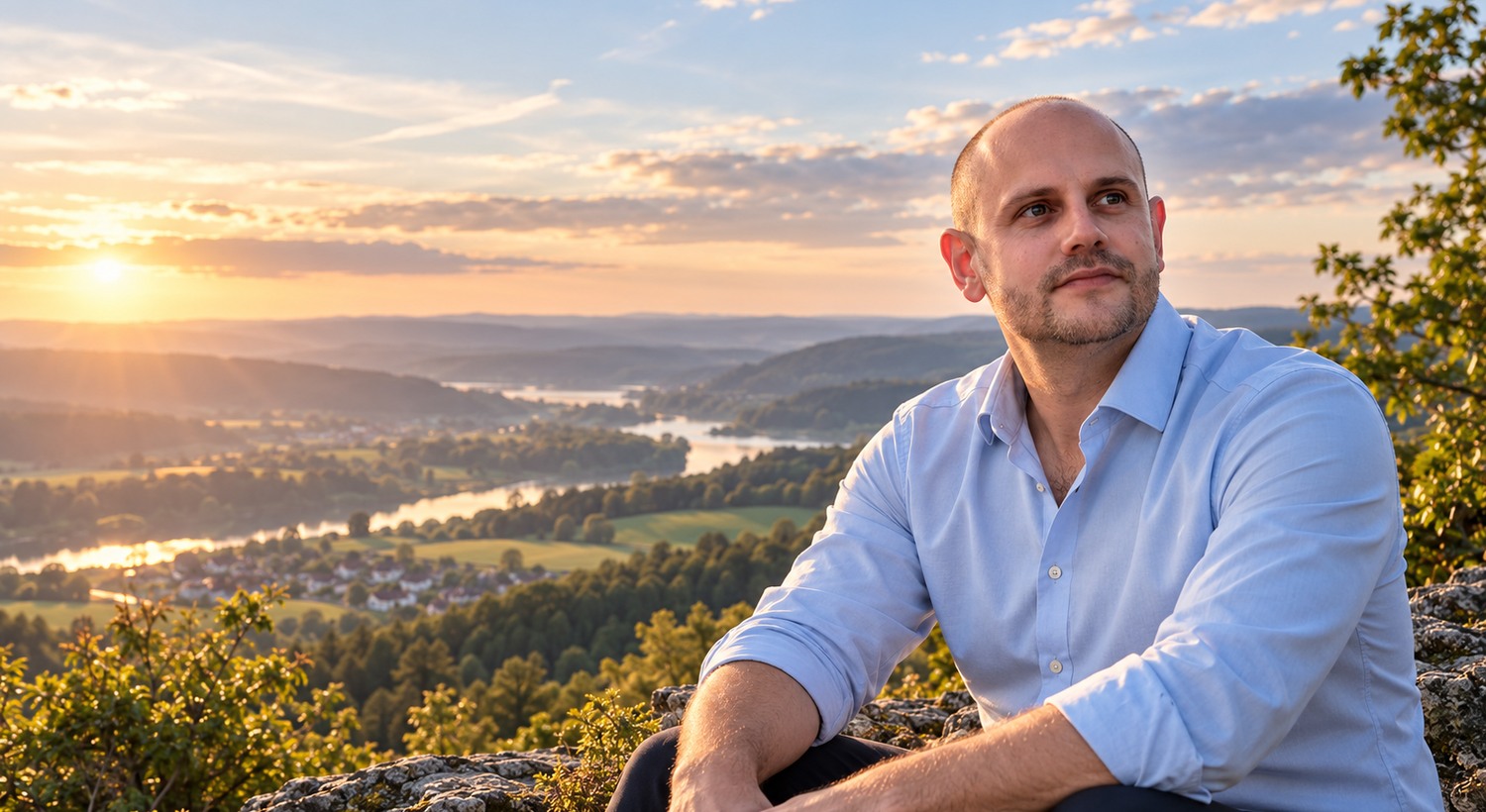 Kevin Weitershagen vor weiter Landschaft